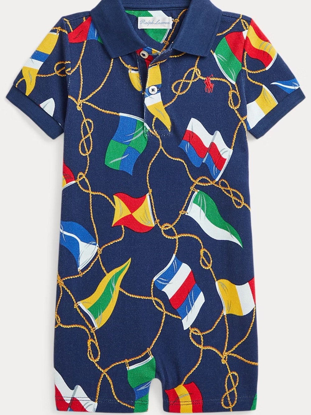 NWT Ralph Lauren Nautical-Flag Cotton Mesh Polo Shortall